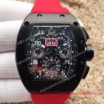 Fake Richard Mille RM011 Flyback Chronograph Felipe Massa Watch Black Case Red rubber